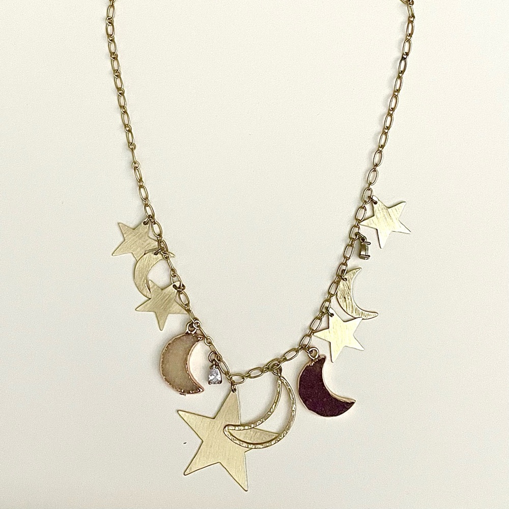 Gold Star and Moon Charm Necklace